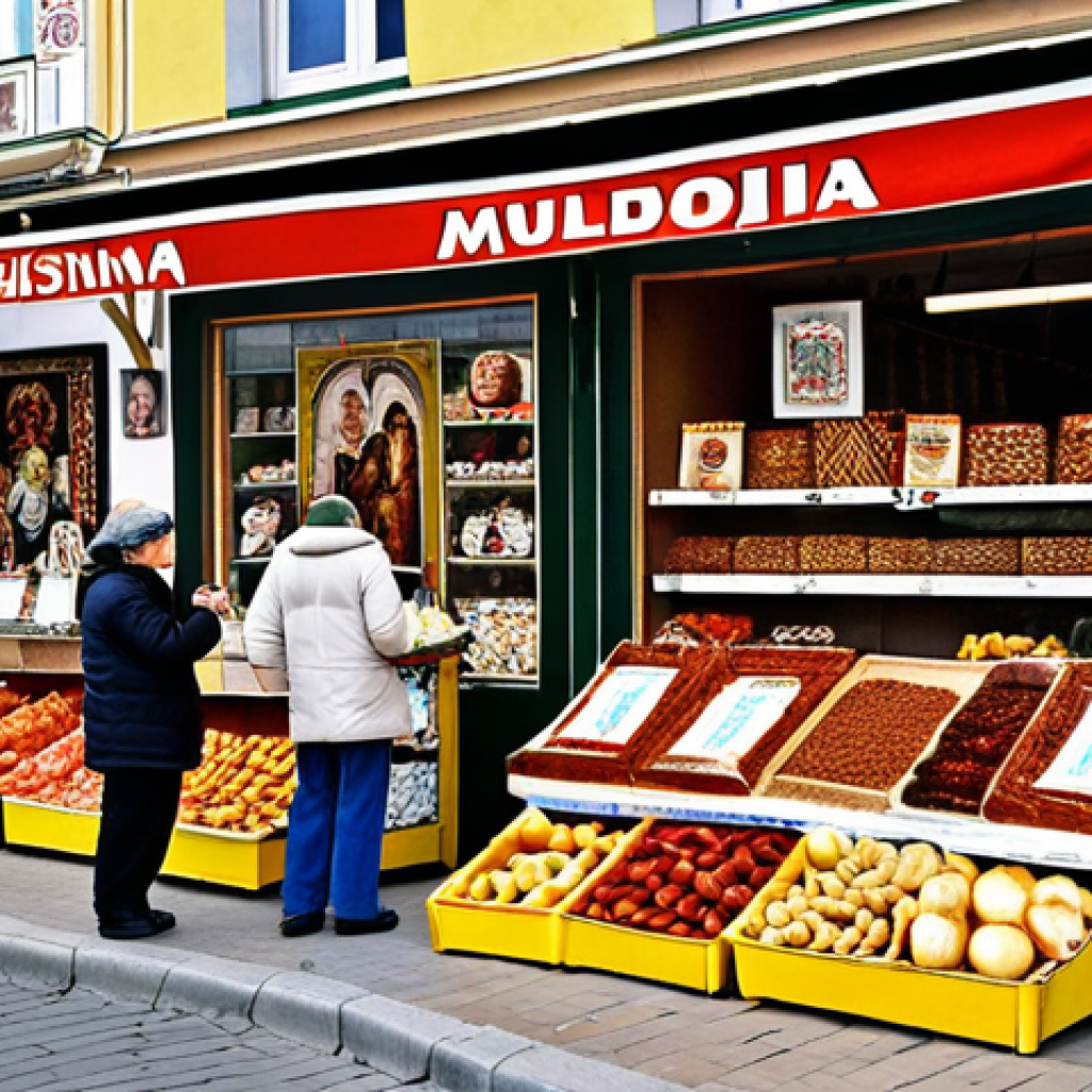 **Prompt 1: Cultural Tapestry of Chisinau**
    A vibrant street scene in Chisinau, Moldova, capturing its essence as a cultural crossroads. People of diverse ages are engaged in daily activities, some speaking Russian, others Romanian, in front of a mix of historic Soviet-era architecture and contemporary shops. Bilingual signs (Romanian and Russian) are visible on storefronts, alongside a bustling local market stall showcasing a blend of traditional Moldovan and Russian products. The atmosphere should feel lively and rich with intertwined cultures, emphasizing the pervasive presence of the Russian language in everyday life.