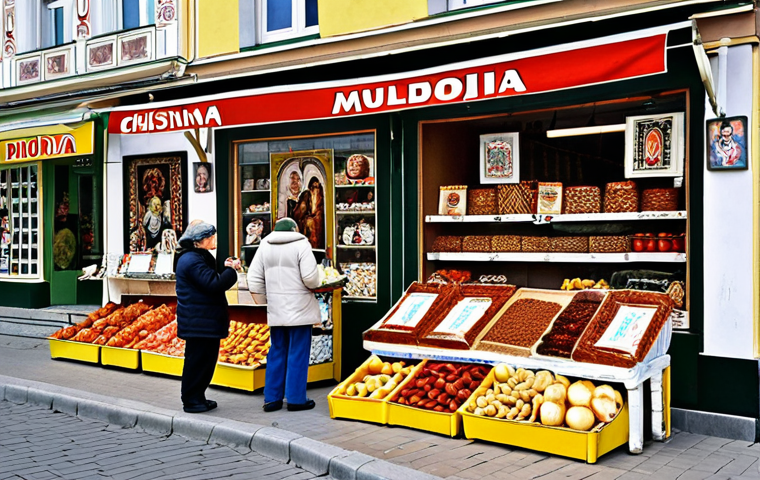 **Prompt 1: Cultural Tapestry of Chisinau**
A vibrant street scene in Chisinau, Moldova, capturing its essence as a cultural crossroads. People of diverse ages are engaged in daily activities, some speaking Russian, others Romanian, in front of a mix of historic Soviet-era architecture and contemporary shops. Bilingual signs (Romanian and Russian) are visible on storefronts, alongside a bustling local market stall showcasing a blend of traditional Moldovan and Russian products. The atmosphere should feel lively and rich with intertwined cultures, emphasizing the pervasive presence of the Russian language in everyday life.
